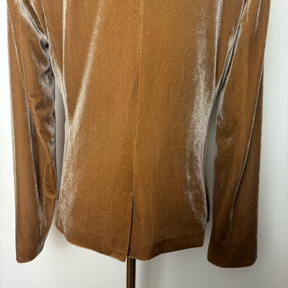 Molly Bracken Velour Blazer Single breasted Notched Lapels 2 Welt Pockets Sz S - Picture 7 of 12